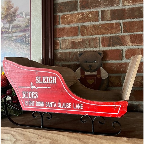 ❤️ Rare Vintage 1978 Solid Wood Hand Painted Christmas Sleigh - Picture 1 of 5